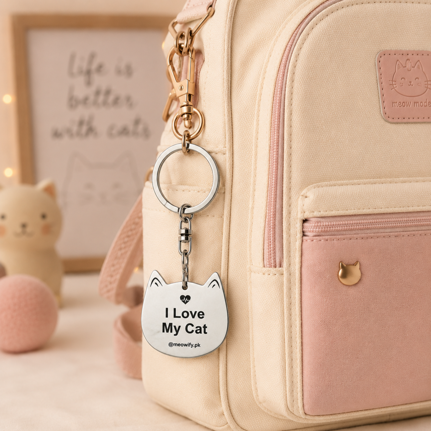 I Love My Cat Keychain